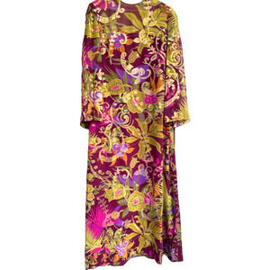 Garfinckel's Washington Stunning 1960'sVintage Multicolor ,gold sheen Maxi dress